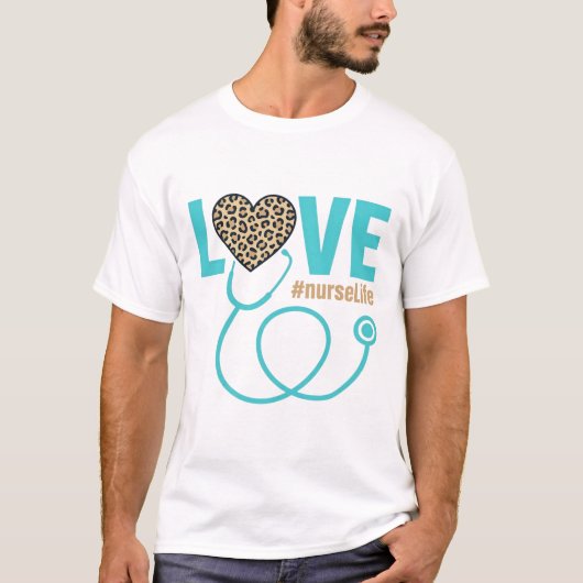 T-shirt Conception de vecteur de stéthoscope de léopard d' (Devant)