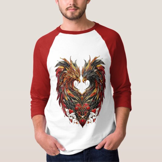 T-shirt Conception de verre de tôle dragon enchâssée (Devant)