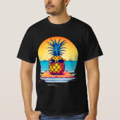 T-shirt Conception de vibes d'été de l'ananas réfrigéré, (Devant)