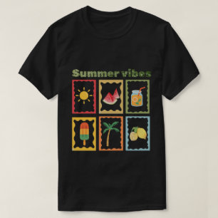 T-shirt Conception de vibrations rétro d'été