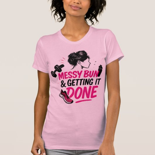 T-shirt Conception de vie de maman avec chignon désordonné (Devant)