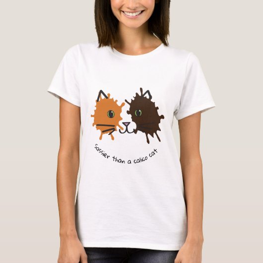 T-shirt Conception de visage de chat de calicot (Devant)