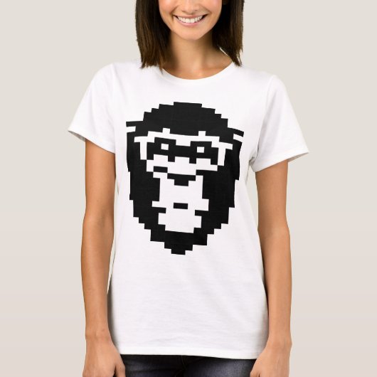 T-shirt conception de visage de singe pixélisé (Devant)