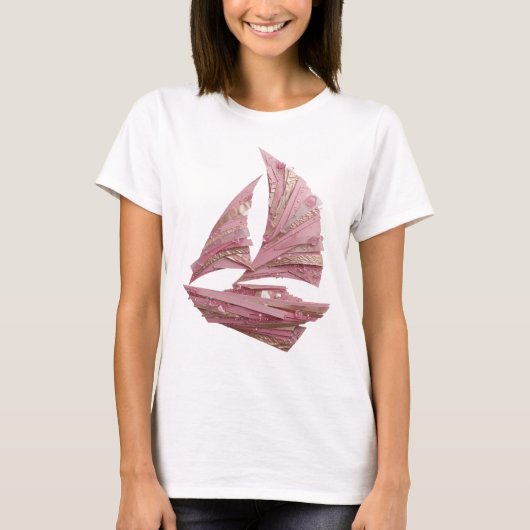 T-shirt Conception de voilier rose argenté Sharp (Devant)