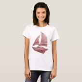 T-shirt Conception de voilier rose argenté Sharp (Devant entier)