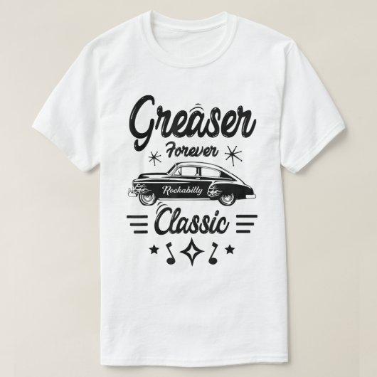 T-shirt Conception de voiture classique Rockabilly Greaser (Design devant)