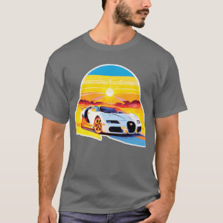 T-shirt Conception de voiture de sport rétro fille rétro
