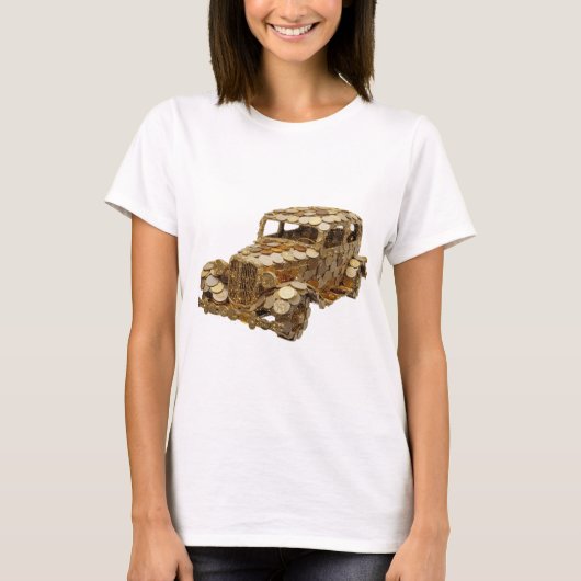 T-shirt Conception de voiture dorée argentée accrocheuse (Devant)