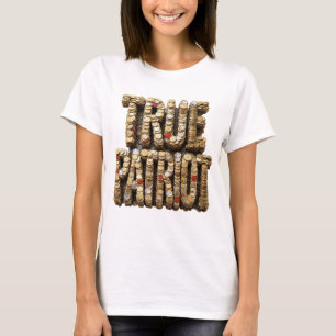 T-shirt Conception de VRAI PATRIOTE en argent brillant