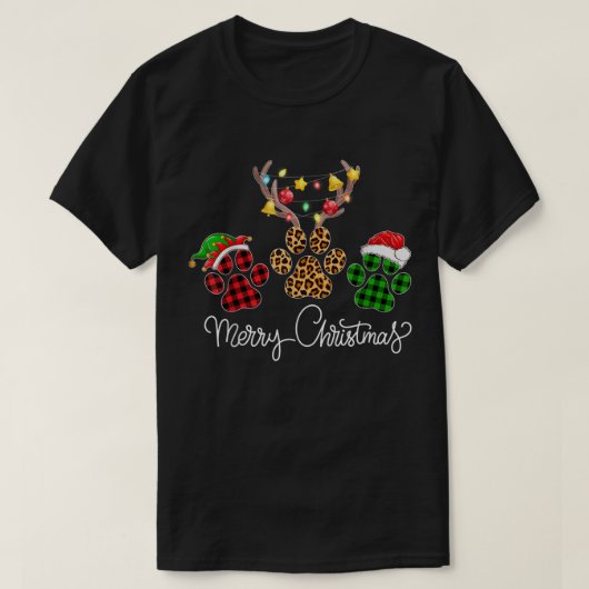 T-shirt Conception d'empreintes de patte de Joyeux Noël (Design devant)