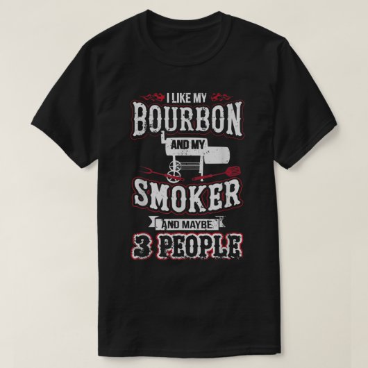 T-shirt Conception d'humour BBQ Fumeur Bourbon (Design devant)