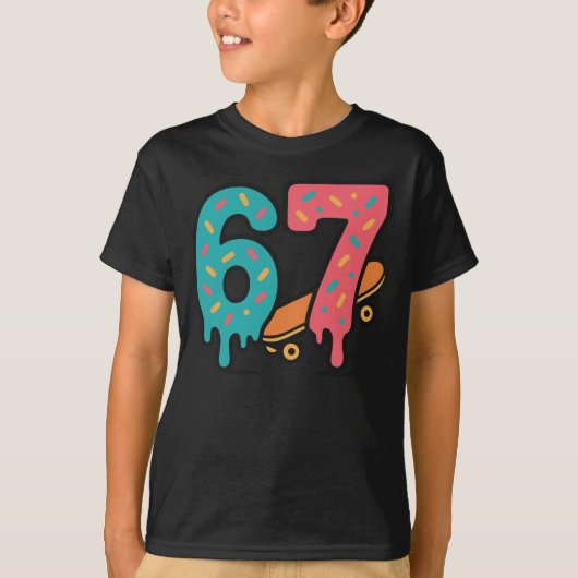 T-shirt Conception d'illustration de skateboard 6 7 Drip (Devant)