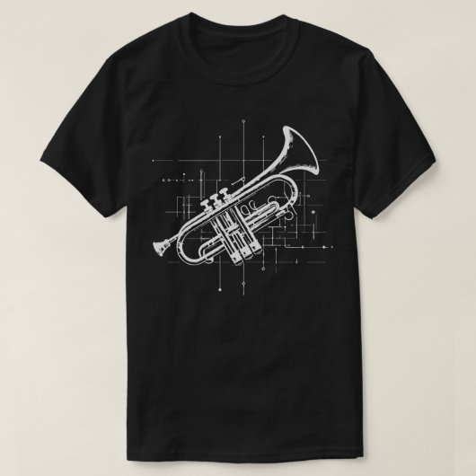 T-shirt conception d'instrument de trompette (Design devant)