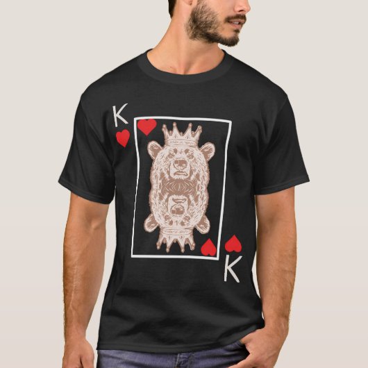 T-shirt Conception d'ours de carte de jeu de poker (Devant)