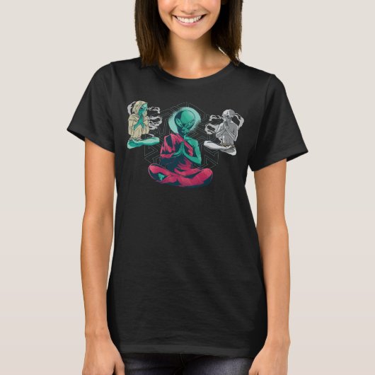 T-shirt Conception drôle d'alien de yoga (Devant)