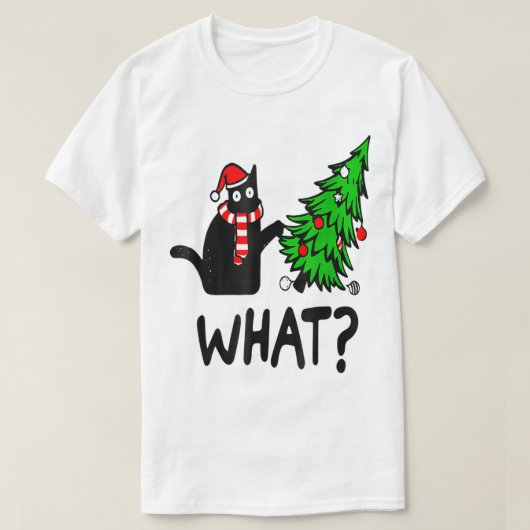 T-shirt Conception drôle d'arbre de Noël pour chat (Design devant)