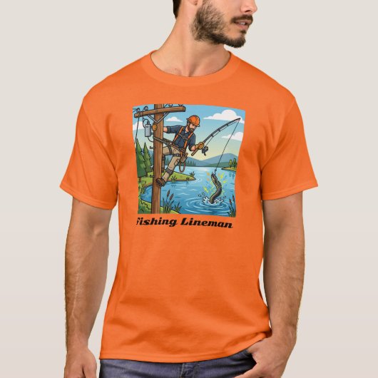 T-shirt Conception drôle de lineman pêcheur (Devant)