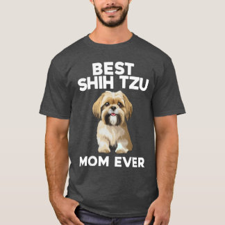 T-shirt Conception drôle de mère de Shihzu pour femmes fil
