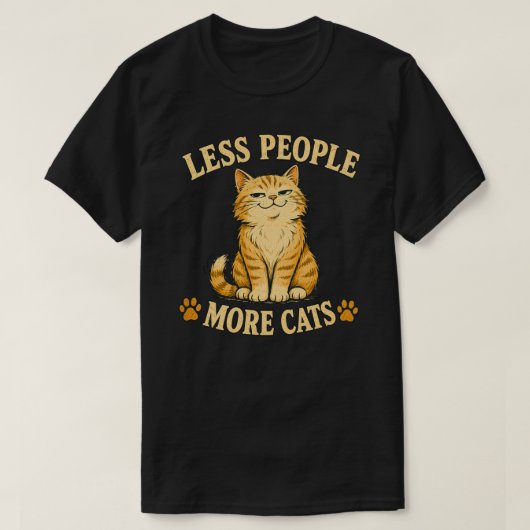 T-shirt Conception drôle moins de gens plus de chats (Design devant)