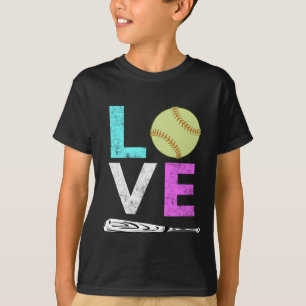 T-shirt Conception du base-ball d'AMOUR mignon de filles