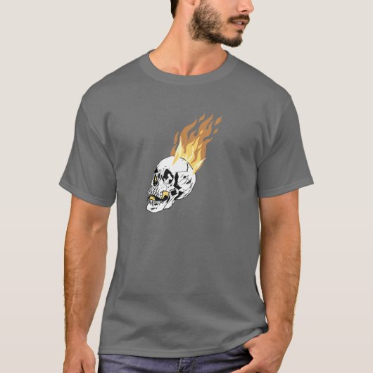 T-shirt Conception du crâne des flammes brûlantes (Devant)