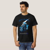 T-shirt Conception du cycle moteur Blue Flames | Skull (Devant entier)