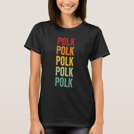 T-shirt Conception du texte arc-en-ciel du comté de Polk (Devant)