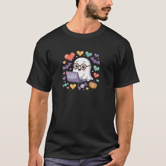 T-shirt Conception éffrayante De Programmateur Ghost Avec (Devant)