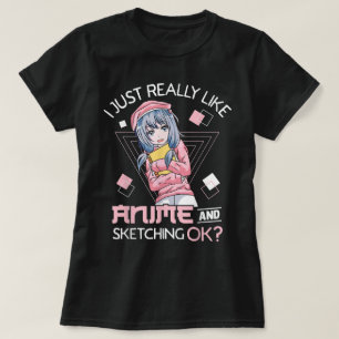 T-shirt Conception esthétique d'artiste d'anime mignonne