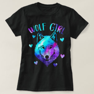 T-shirt Conception esthétique de galaxie de fille loup