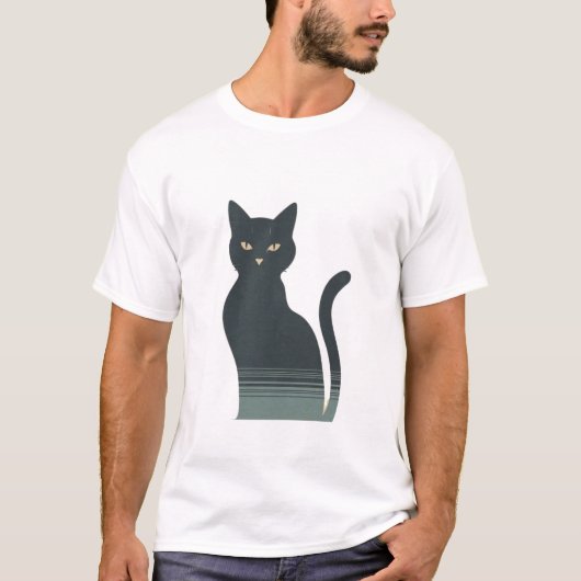T-shirt Conception esthétique minimaliste du chat noir (Devant)