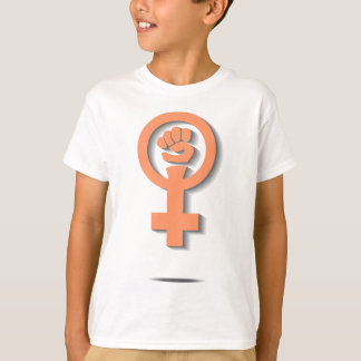 T-shirt Conception féministe orange de signe de miroir de