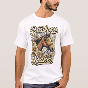 T-shirt Conception Fleurale de Course de Cheval Vintage Pr