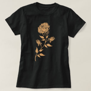 T-shirt Conception florale de branche de rose ornée comple