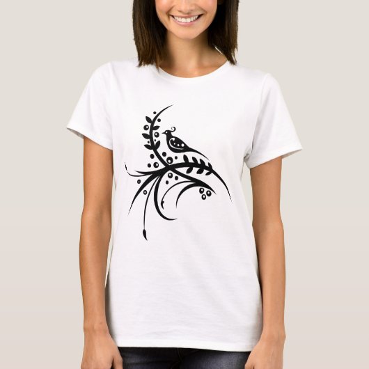 T-shirt Conception florale de remous de Chinois (Devant)