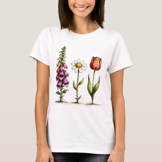 T-shirt Conception florale fantaisiste Digitale Daisy Tuli (Devant)
