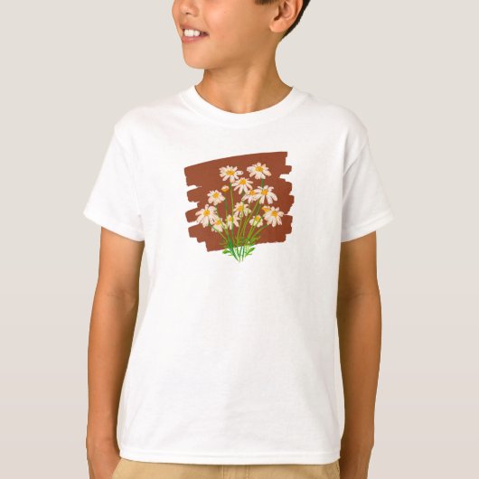 T-shirt Conception florale rustique sur fond marron (Devant)