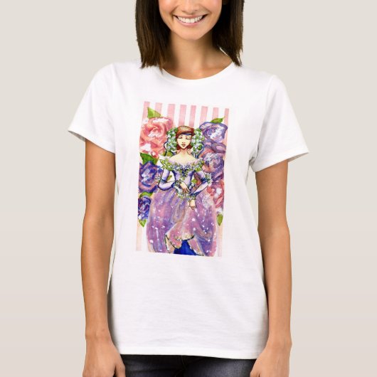 T-shirt Conception florale victorienne d'aquarelle (Devant)