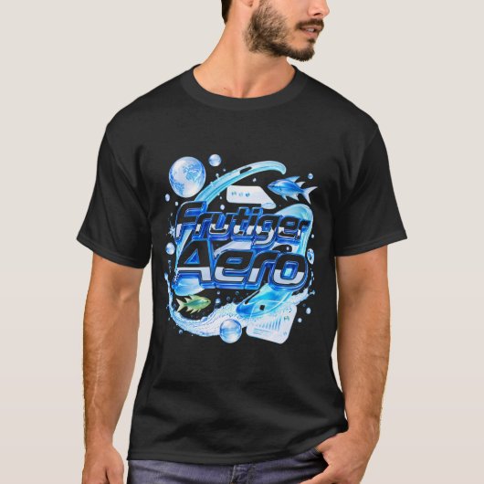 T-shirt Conception Frutiger Aero Blue Tech Y2K (Devant)
