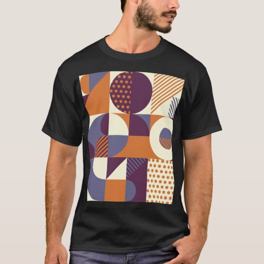 T-shirt Conception géométrique de style rétro (Devant)