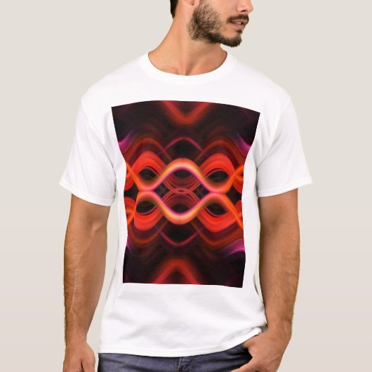 T-shirt Conception géométrique des lignes ondulées rouges. (Devant)