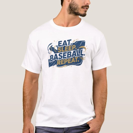 T-shirt Conception Graphique 2D EAT SLEEP BASEBALL Ludique (Devant)