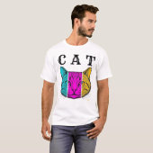 T-shirt Conception Graphique de Bloc de Couleur de Chat Gr (Devant entier)