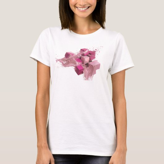 T-shirt Conception graphique de cubes abstraits roses tend (Devant)