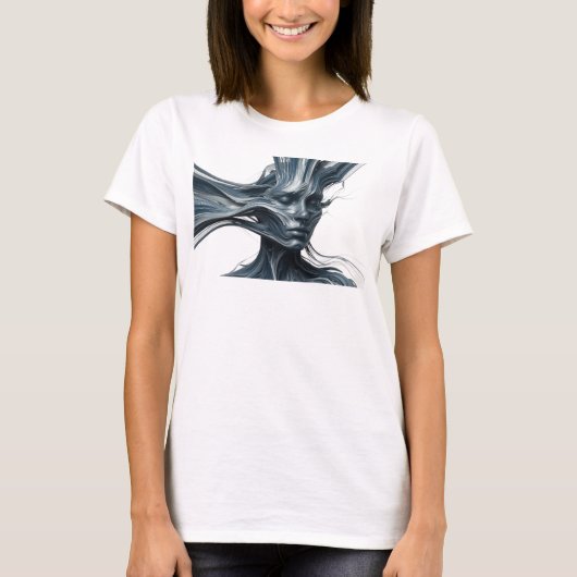 T-shirt Conception graphique de visage abstrait argenté st (Devant)