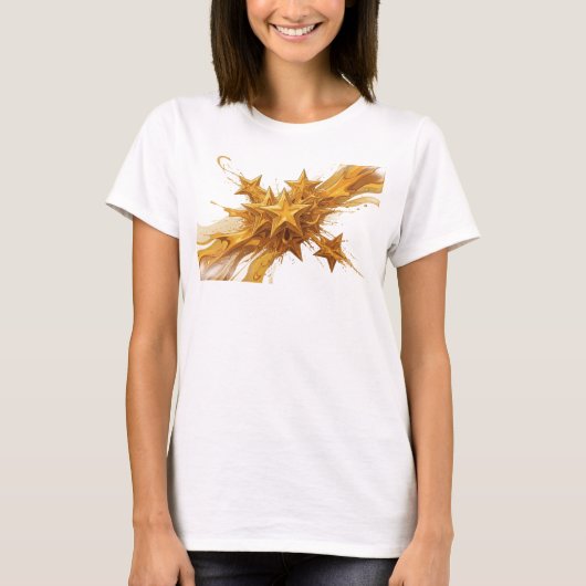 T-shirt Conception graphique d'étoiles abstraites orange c (Devant)