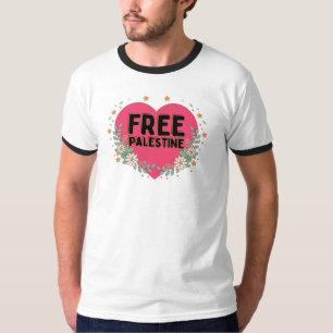 T-shirt conception graphique du coeur rose de la Palestine