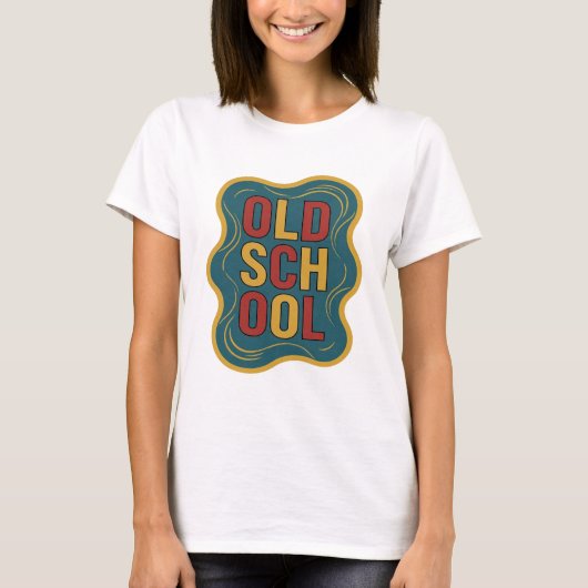 T-shirt Conception graphique jaune branché OLD SCHOOL (Devant)