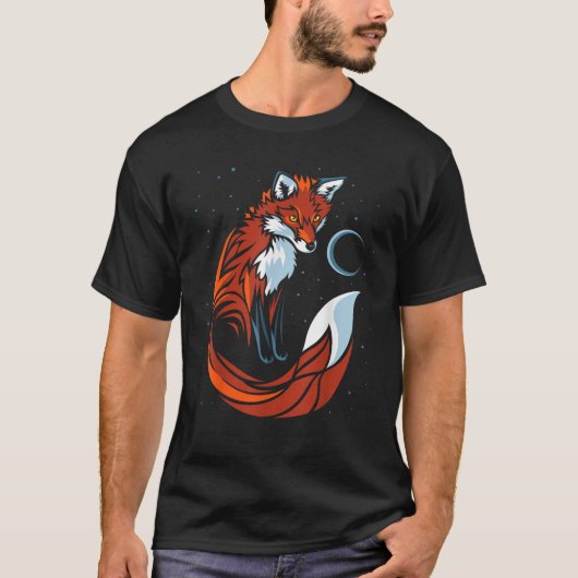 T-shirt conception graphique renard tribal queue (Devant)