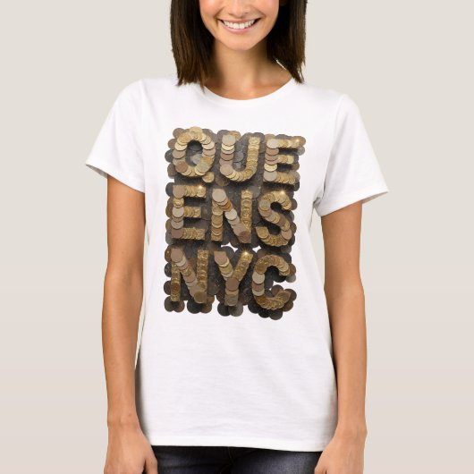 T-shirt Conception graphique Witty Gold QUEENS NYC (Devant)